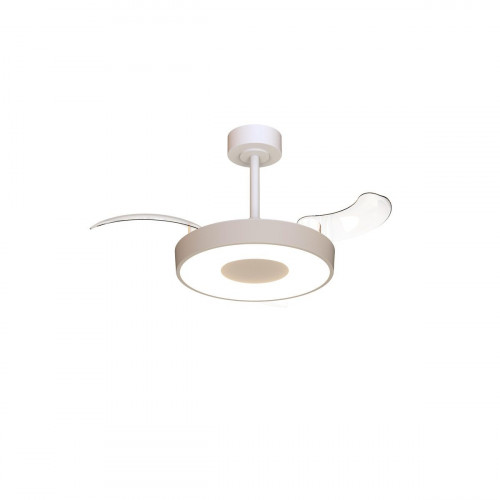 Ventilador de techo con luz silencioso DC 25W con mando ø91 cm Coin Fan Mini Smart MANTRA blanco y beige luz CCT 3 aspas retráctiles tipo lámpara| 8 velocidades| modo verano/invierno| brisa| recomendado para <13m²