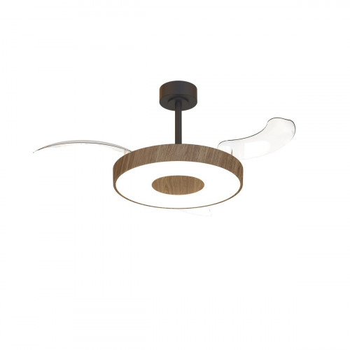 Ventilador de techo con luz silencioso DC 30W con mando ø106 cm Coin Fan Smart MANTRA marrón y negro luz CCT 3 aspas retráctiles tipo lámpara| 8 velocidades| modo verano/invierno| brisa| recomendado de 13 a 20m²