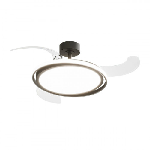 Ventilador de techo con luz silencioso DC 30W con mando ø107 cm Rosak INSPIRE negro luz CCT 3 aspas retráctiles tipo lámpara| 6 velocidades| modo verano/invierno| temporizador| brisa| recomendado de 13 a 20m²