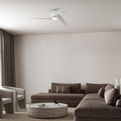 Ventilador de techo con luz silencioso DC 30W con mando WiFi/ APP ø122 cm Groenland MANTRA blanco luz CCT 3 aspas| 8 velocidades| modo verano/invierno| brisa| recomendado de 13 a 20m²