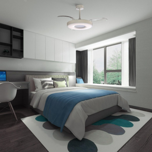 Ventilador de techo con luz silencioso DC 30W con mando y app ø106 cm Coin Fan Smart MANTRA blanco luz CCT 3 aspas retráctiles tipo lámpara| 8 velocidades| modo verano/invierno| brisa| recomendado de 13 a 20m²