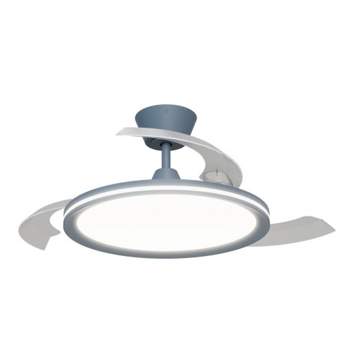 Ventilador de techo con luz silencioso DC 32W con mando ø107 cm Astro SULION azul luz CCT 3 aspas retráctiles tipo lámpara| 6 velocidades| modo verano/invierno| temporizador| brisa| recomendado de 13 a 20m²