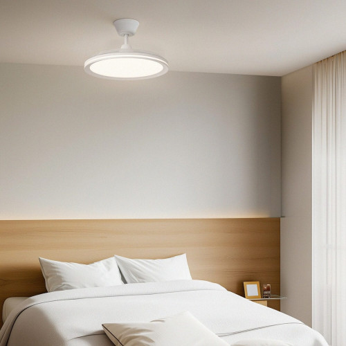 Ventilador de techo con luz silencioso DC 32W con mando ø107 cm Astro SULION blanco luz CCT 3 aspas retráctiles tipo lámpara| 6 velocidades| modo verano/invierno| recomendado de 13 a 20m²