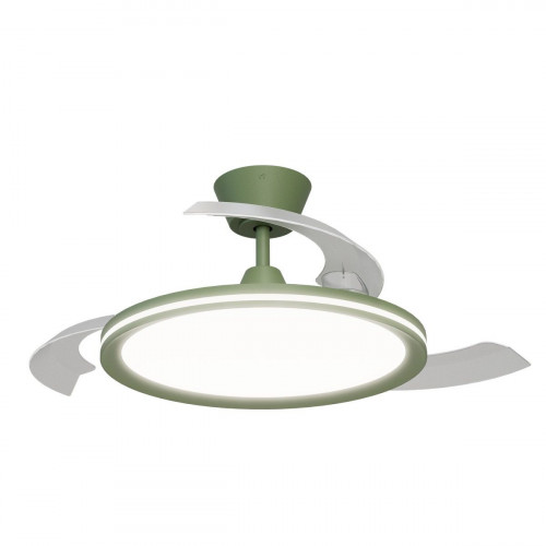Ventilador de techo con luz silencioso DC 32W con mando ø107 cm Astro SULION verde luz CCT 3 aspas retráctiles tipo lámpara| 6 velocidades| modo verano/invierno| temporizador| brisa| recomendado de 13 a 20m²