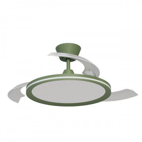 Ventilador de techo con luz silencioso DC 32W con mando ø107 cm Astro SULION verde luz CCT 3 aspas retráctiles tipo lámpara| 6 velocidades| modo verano/invierno| temporizador| brisa| recomendado de 13 a 20m²