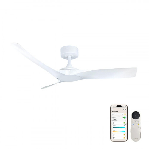 Ventilador de techo con luz silencioso DC 34W con mando WiFi/ APP ø112 cm Aruba Plus INSPIRE blanco luz CCT 3 aspas| 6 velocidades| modo verano/invierno| brisa| temporizador| recomendado de 13 a 20m²