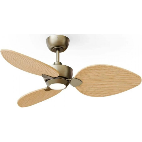 Ventilador de techo con luz Sulion Alma 100cm LED latón y madera