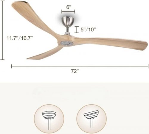 Ventilador de techo Ovlaim Cichy 183 cm color natural/plata