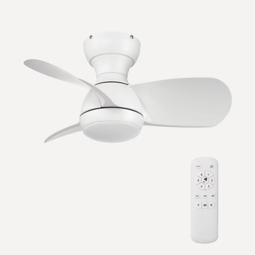 Ventilador de techo S con luz LED y motor DC Fornells Blanco