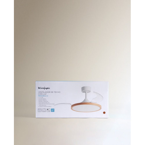 Ventilador de techo S con luz LED y motor DC Menorca Natural