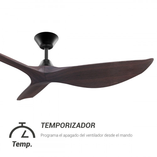 Ventilador de techo sin luz exterior silencioso DC 43W con mando ø127 cm Python SULION marrón/negro 3 aspas |6 velocidades |modo verano/invierno |brisa| temporizador |recomendado de 13 a 20m²