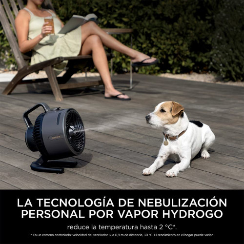 Ventilador portátil de sobremesa int/ext Shark Flexibreeze Hidro Go FA050EU con nebulizador Gris oscuro