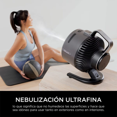 Ventilador portátil de sobremesa int/ext Shark Flexibreeze Hidro Go FA050EU con nebulizador Gris oscuro
