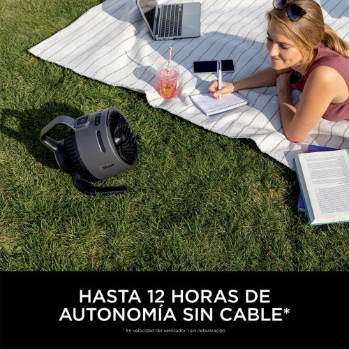 Ventilador portátil de sobremesa int/ext Shark Flexibreeze Hidro Go FA050EU con nebulizador Gris oscuro