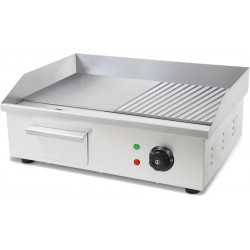 VERTES Plancha Eléctrica 3000W Lisa y con Ranuras 55x35cm