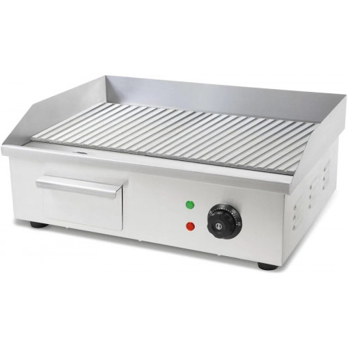 VERTES Plancha Grill Eléctrica 3000W Superficie de Cocción Con Ranuras 55x35cm