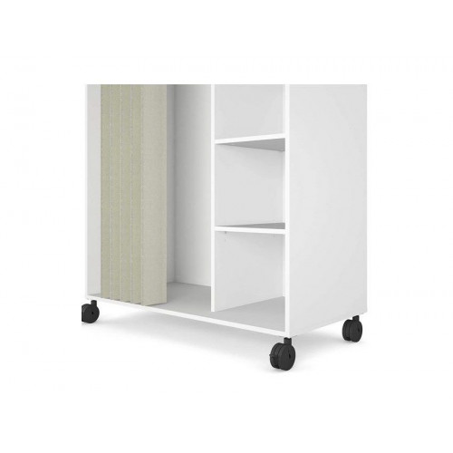 Vestidor 100x160H cm blanco mate con cortina y cuatro estantes regulables - Inari