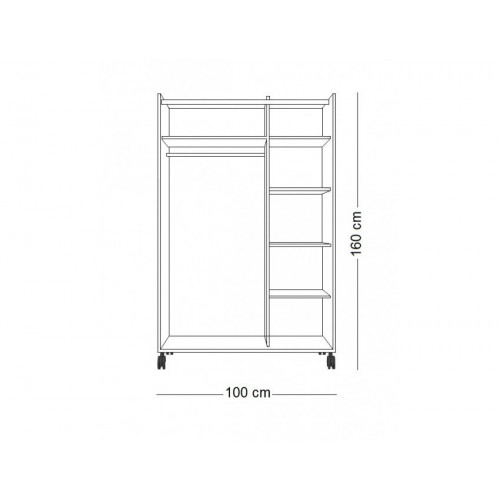 Vestidor 100x160H cm blanco mate con cortina y cuatro estantes regulables - Inari