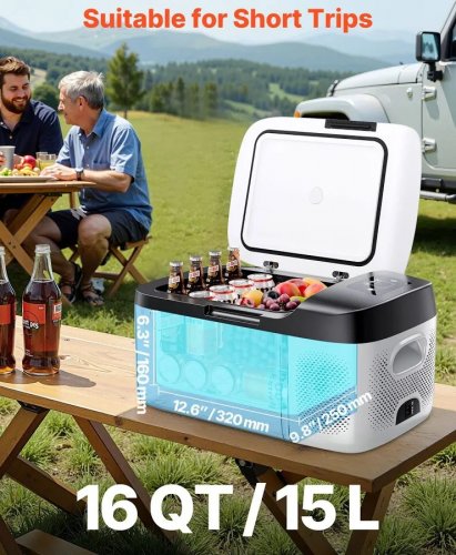 Vevor 15 L Nevera Portátil Para Coche 12/24v Cc 100-240v Ca Para Camping