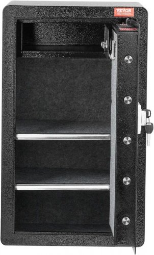 VEVOR Caja Fuerte 113 L Con Cerradura Llave Y Contraseña Bolsa Ignífuga Estantes Luz Led Gabinete Negro Para Dinero Documentos Joyas