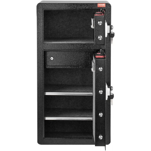 VEVOR Caja fuerte Pequeña doble puerta 155,74L con cerradura de contraseña llave Negro Caja de seguridad