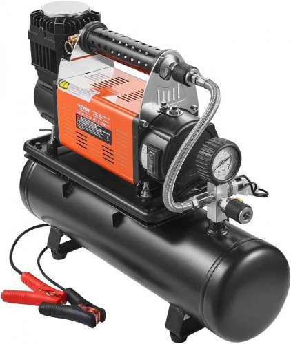 VEVOR Compresor de aire de alta resistencia VEVOR de 12 v con kit de tanque de 6 L inflador de neumáticos portátil de 6,35 Cfm Compresor de aire
