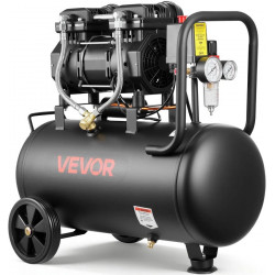 VEVOR Compresor de Aire Portátil con Depósito 30 L sin Aceite Motor de 1,5 kW 126 L/min a 6,2 bar Presión Máxima 8 bar con Ruedas para Reparación
