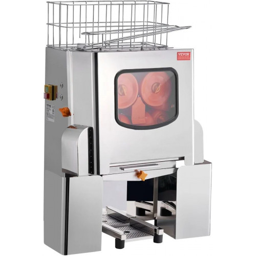 VEVOR Exprimidor de Cítricos Eléctrico Comercial Extractor de Zumo 120 W de Acero Inoxidable con Filtro Extraíble Cubo Recolector de Cáscaras para