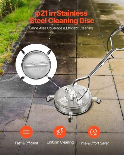 VEVOR Hidrolimpiadora de Alta Presión Limpiador de Superficies con Hidrolavadora Doble Mango 535 x 535 x 1500 mm