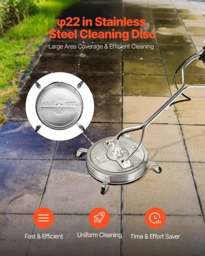 VEVOR Hidrolimpiadora de Alta Presión Limpiador de Superficies con Hidrolavadora Doble Mango 558 x 558 x 1500 mm