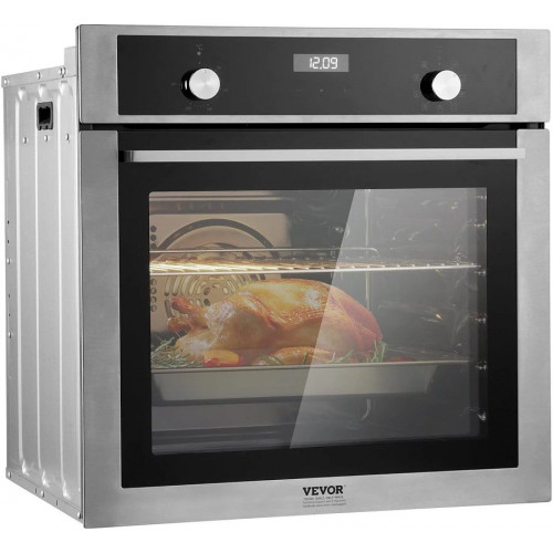 VEVOR Horno Empotrable de Pared Eléctrico 59,5 cm 76 L 9 Funciones para Cocina