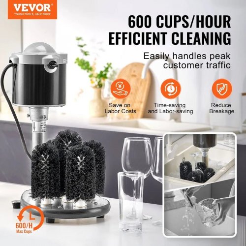 vevor lavavajillas eléctrico comercial 5 cepillos 600 tazas/hora