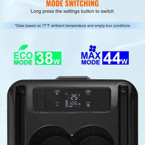 VEVOR Mini Nevera Portátil 15 L Compresión Zona Única Ajustable -20°c A 20°c Para Coche Camión Barco Casa Camping 12/24v Cc 100-240v Ca