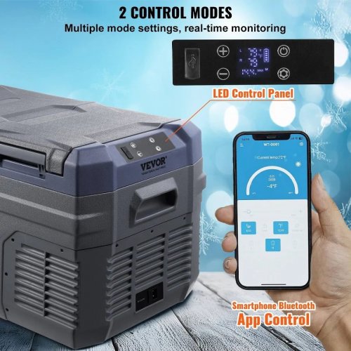 VEVOR Nevera Compresor Portátil 25 L Mini Refrigerador Para Coche 12/24v Cc Y 100-240v Ca Caja Enfriadora Doble Zona Temperatura Ajustable -20°c A 20°