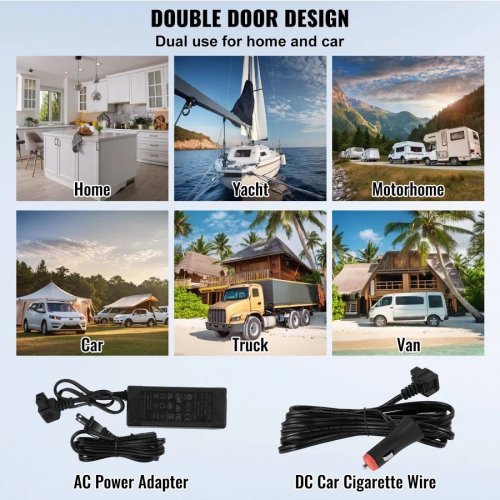VEVOR Nevera Compresor Portátil 25 L Mini Refrigerador Para Coche 12/24v Cc Y 100-240v Ca Caja Enfriadora Doble Zona Temperatura Ajustable -20°c A 20°