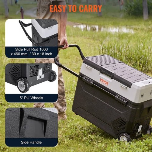 VEVOR Nevera Eléctrica Portátil 53 L Para Coche 12/24 V Cc 100-240 V Ca Congelador Ajustable -20 °c A 10 °c Para Camión Barco Camping