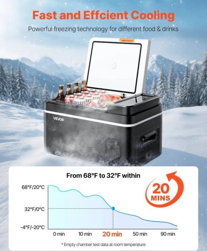 VEVOR Nevera Portátil 22 L Con Compresor Y Control Temperatura -20 °c A 20 °c Para Coche 12/24 V Cc 100-240 V Ca Camping Autocaravanas Barcos Pesca