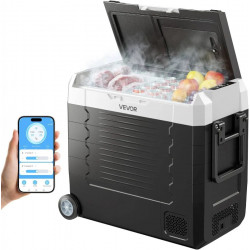 VEVOR Nevera Portátil Coche Compresor Doble Zona y Ruedas Control por APP Temperatura Ajustable de -20 a 20 Grados para Camping y Viajes