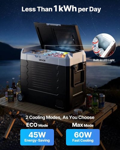 VEVOR Nevera Portátil Coche Compresor Doble Zona y Ruedas Control por APP Temperatura Ajustable de -20 a 20 Grados para Camping y Viajes