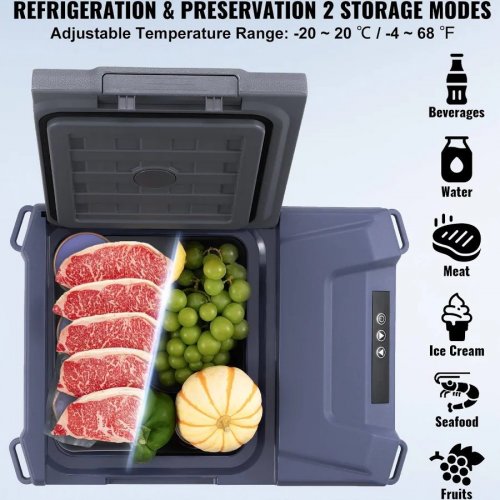 VEVOR Nevera Portátil de Compresión 9 L Mini Refrigerador Para Coche 12/24v Dc 100-240v Ac Enfriador Ajustable -20°c A 20°c Para Camping Barco Casa