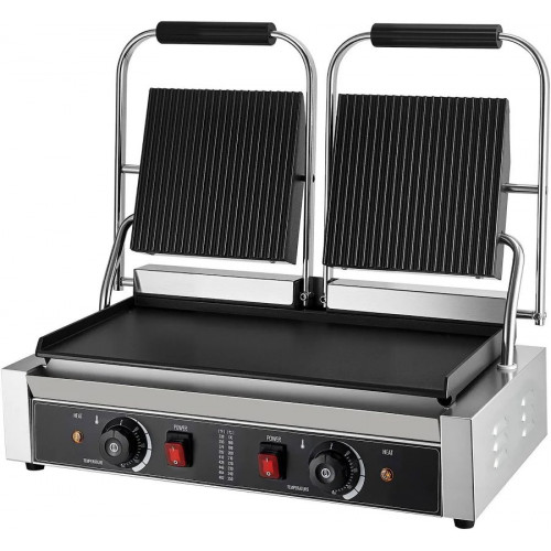 VEVOR Parrilla Comercial para Panini Sandwichera Eléctrica 570 x 410 x 215 mm