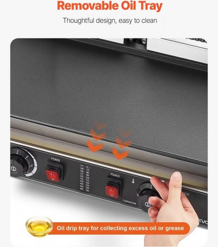 VEVOR Parrilla Comercial para Panini Sandwichera Eléctrica 570 x 410 x 215 mm
