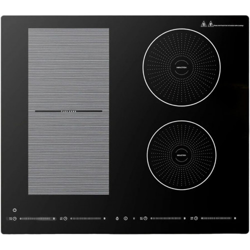 VEVOR Placa de Inducción 2 Quemadores Redondos y 2 Cuadrados 220 V 7000 W Empotrable 59 x 52 cm Apagado Automático con Temporizador 9 Niveles de