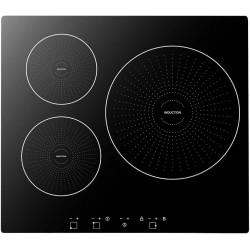 VEVOR Placa de Inducción Empotrable 59 x 52 cm 3 Quemadores 220 V 6200 W Apagado Automático Con Temporizador Con 9 Niveles de Potencia Con Pantalla
