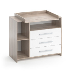 Vicco Cómoda cambiador Oskar, Blanco/Sonoma, 113 x 100 cm