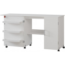 Vichy Vicco sewing table Carmen 148 x 75 cm with 3 shelves and cupboard white