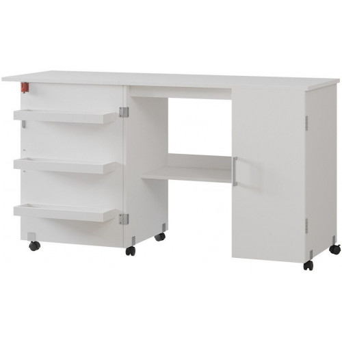 Vichy Vicco sewing table Carmen 148 x 75 cm with 3 shelves and cupboard white