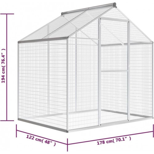 vidaXL Aluminium Aviary 188x122x194cm