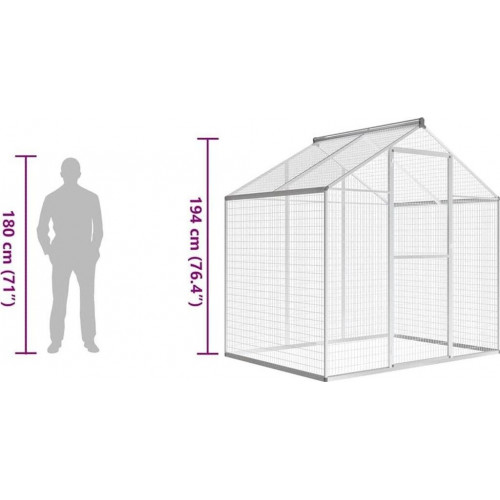 vidaXL Aluminium Aviary 188x122x194cm