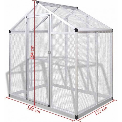 vidaXL Aluminium Aviary 188x122x194cm